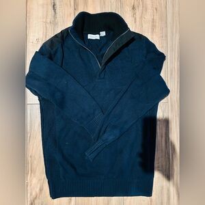 Calvin Klein Men's Navy Zip-Neck Knit Sweater